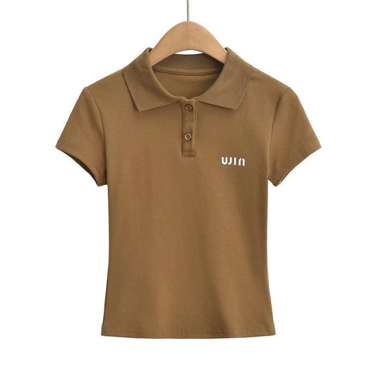 Varsity Polo Tee - Caramel Brown