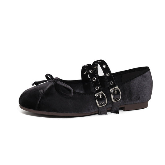 Velvet Rebel Ballet Flats - Midnight Black