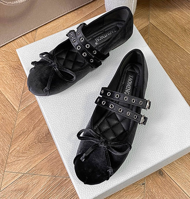 Velvet Rebel Ballet Flats - Midnight Black