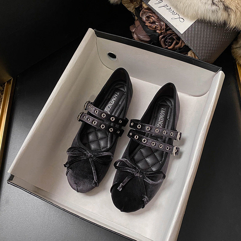 Velvet Rebel Ballet Flats - Midnight Black