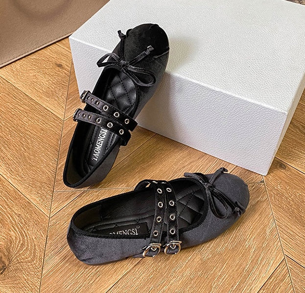 Velvet Rebel Ballet Flats - Midnight Black
