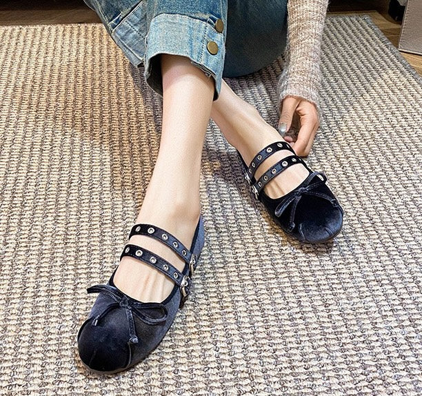 Velvet Rebel Ballet Flats - Midnight Black