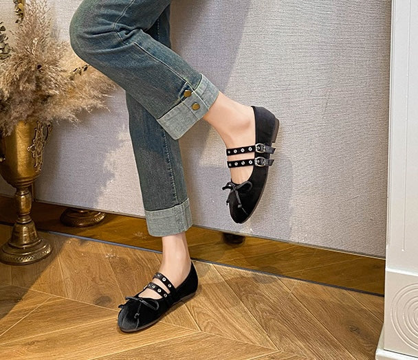 Velvet Rebel Ballet Flats - Midnight Black