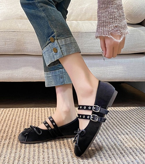 Velvet Rebel Ballet Flats - Midnight Black