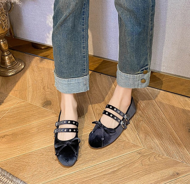 Velvet Rebel Ballet Flats - Midnight Black
