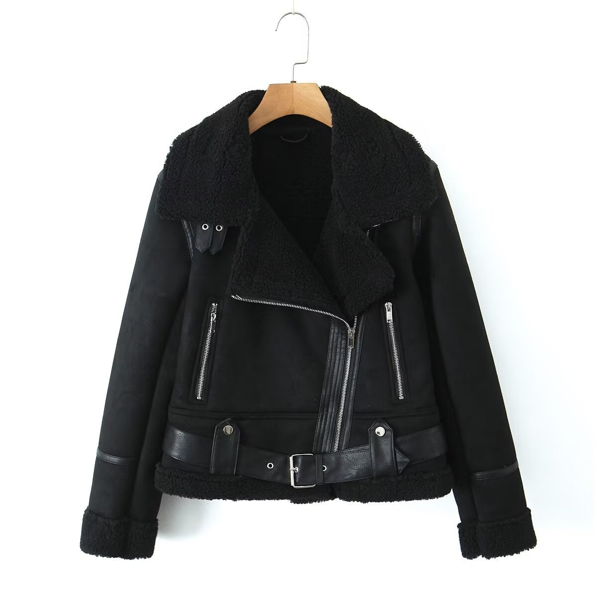 Vienna Chic Shearling Jacket - Midnight Black