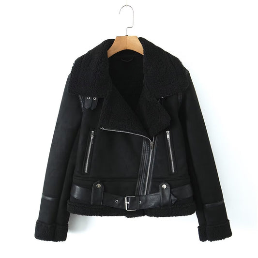 Vienna Chic Shearling Jacket - Midnight Black