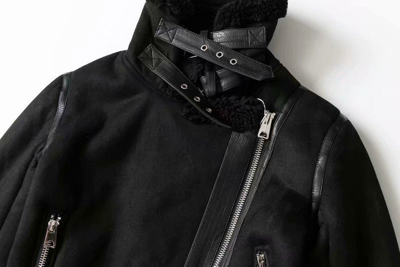 Vienna Chic Shearling Jacket - Midnight Black