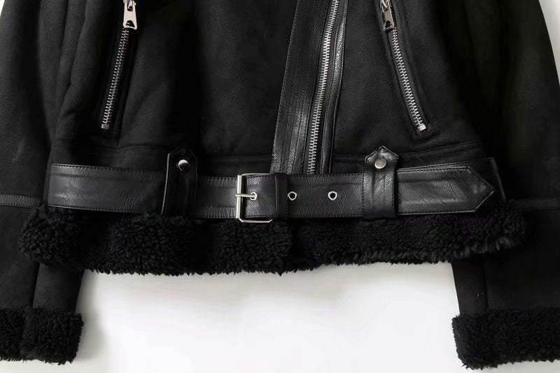 Vienna Chic Shearling Jacket - Midnight Black