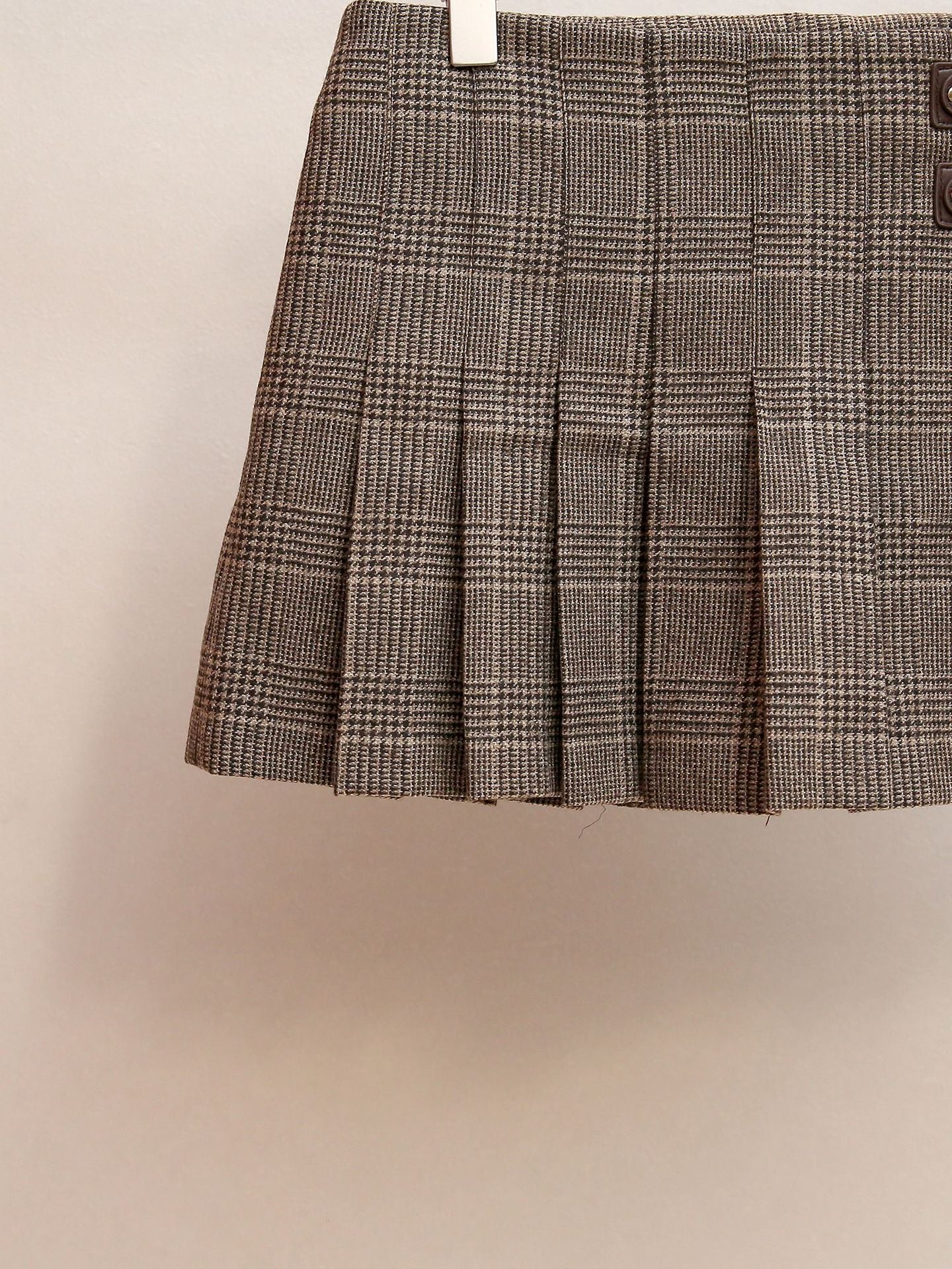 Vintage Academia Plaid Pleated Skirt