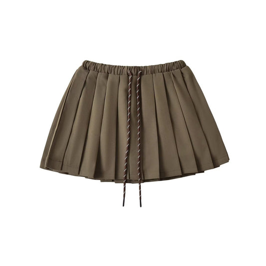 Vintage Low-Rise Pleated Skirt - Mocha Brown