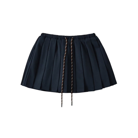 Vintage Low-Rise Pleated Skirt - Navy