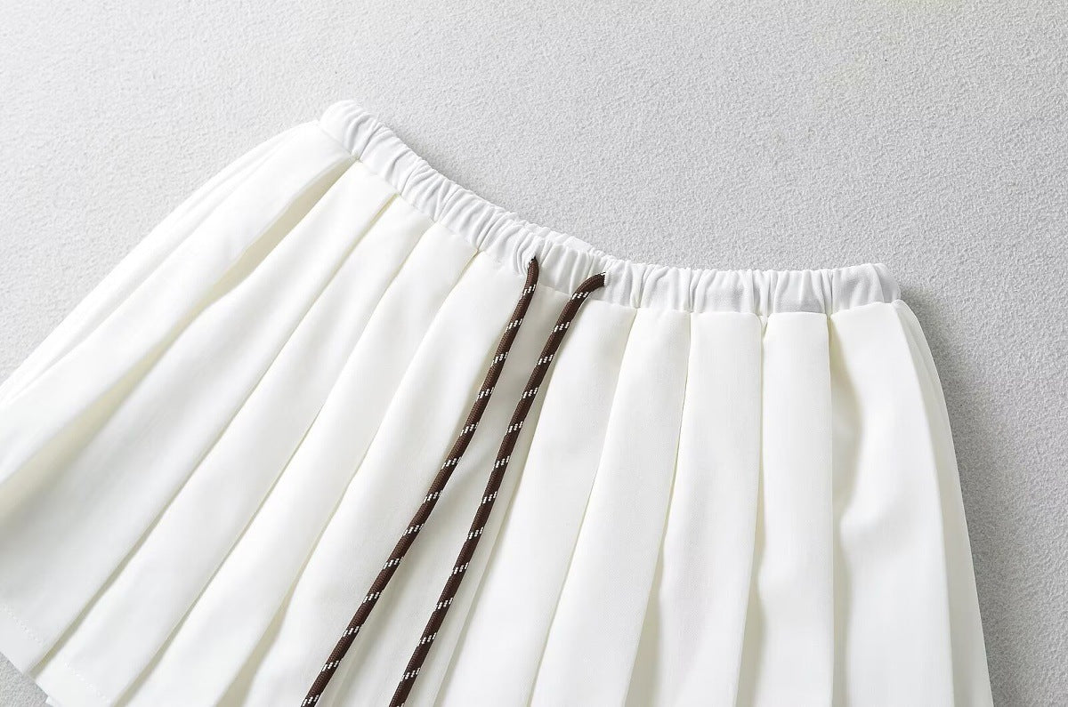 Vintage Low-Rise Pleated Skirt - Blanc White