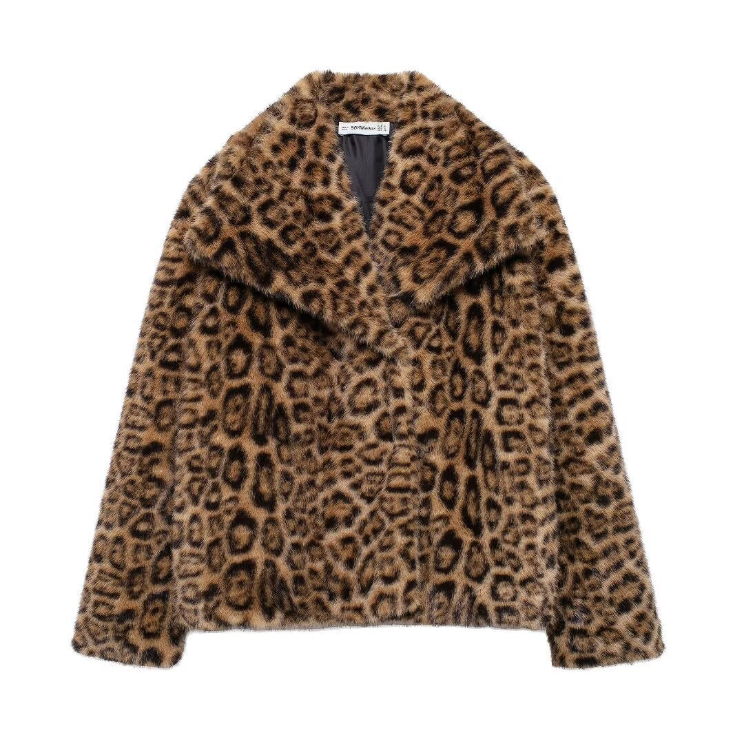 Wild Poise Faux Fur Coat - Ivory Leopard