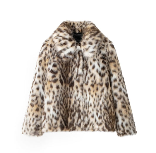 Wild Poise Faux Fur Coat - Cream Leopard