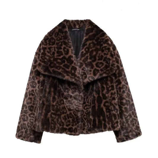 Wild Poise Faux Fur Coat - Espresso Leopard