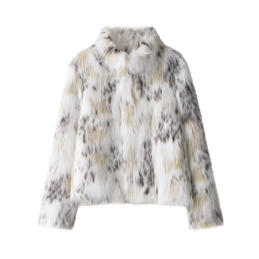 Wild Poise Faux Fur Coat - Ivory Leopard